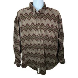 VTG Chaps Ralph Lauren Aztec Shirt Size XL Corduroy 100% Cotton Button-Up